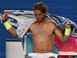 Rafael Nadal during a break of play at the Australian Open on January 21, 2015