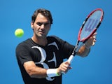 Roger Federer in a practice session at the Australian Open on January 22, 2015