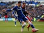 Scott Malone of Cardiff holds off pressure from Chris Gunter of Reading during the FA Cup Fourth Round match on January 24, 2015