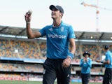 Steven Finn smiles to the crowd after taking five wickets during England's match with India on January 20, 2015