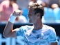 Tomas Berdych of the Czech Republic celebrates winning in his third round match against Viktor Troicki of Serbia during day five of the 2015 Australian Open at Melbourne Park on January 23, 2015