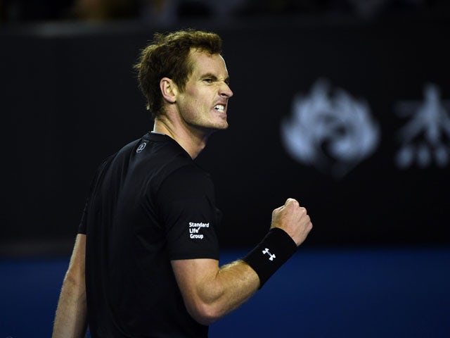 Andy Murray of Britain reacts to winning a point in his victory over Nick Kyrgios of Australia in their men's singles match on day nine of the 2015 Australian Open tennis tournament in Melbourne on January 27, 2015