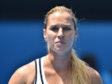 Slovakia's Dominika Cibulkova walks on court during her women's singles match against Serena Williams of the US on day ten of the 2015 Australian Open tennis tournament in Melbourne on January 28, 2015