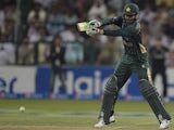 Pakistani batsman Haris Sohail plays a shot during the fifth and final day-night international match between Pakistan and New Zealand at the Zayed International Cricket Stadium in Abu Dhabi on December 19, 2014