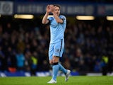 Frank Lampard of Manchester City applauds the crowd at the end of the Barclays Premier League match between Chelsea and Manchester City at Stamford Bridge on January 31, 2015