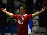 Matt Smith of Bristol City celebrates his goal during the Johnstone's Paint Southern Area Final, first leg match between Gillingham and Bristol City at Priestfield Stadium on January 6, 2015