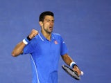 Novak Djokovic of Serbia reacts to a point in his semifinal match against Stanislas Wawrinka of Switzerland during day 12 of the 2015 Australian Open at Melbourne Park on January 30, 2015