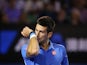 Novak Djokovic of Serbia reacts to a point in his semifinal match against Stanislas Wawrinka of Switzerland during day 12 of the 2015 Australian Open at Melbourne Park on January 30, 2015 