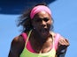 Serena Williams of the US celebrates winning her women's singles match against Slovakia's Dominika Cibulkova on day 10 of the 2015 Australian Open tennis tournament in Melbourne on January 28, 2015
