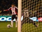 Che Adams of Sheffield United scores his first goal during the Capital One Cup Semi-Final Second Leg match between Sheffield United and Tottenham Hotspur at Bramall Lane on January 28, 2015