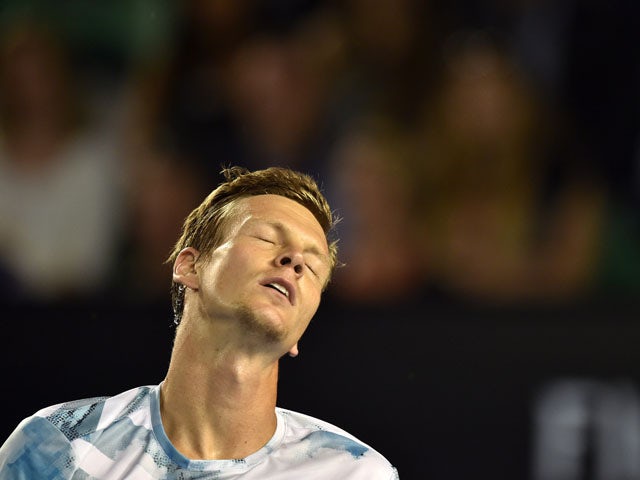 Czech Republic's Tomas Berdych reacts during his men's singles semi-final match against Britain's Andy Murray on day eleven of the 2015 Australian Open tennis tournament in Melbourne on January 29, 2015