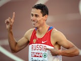 Russia's Yuriy Borzakovskiy celebrates winning the men's 800m final at the 2012 European Athletics Championships at the Olympic Stadium in Helsinki on June 29, 2012