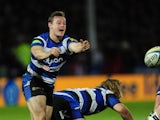 Bath scrum half Chris Cook clears his lines during the Aviva Premiership match between Gloucester Rugby and Bath Rugby at Kingsholm Stadium on December 20, 2014