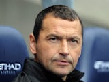 Newcastle United assistant manager Colin Calderwood looks on during the Barclays Premier League match between Manchester City and Newcastle United at City of Manchester Stadium on October 3, 2010