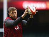 Dave Attwood catches the ball during the England captain's run at the Millennium Stadium on February 5, 2015