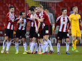 Jamie Murphy of Sheffield United celebrates scoring to make it 1-0 during the FA Cup Fourth Round match between Sheffield United and Preston North End at Bramall Lane on February 3, 2015