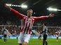  Peter Crouch of Stoke City celebrates as he scores their first and equalising goal during the Barclays Premier League match between Newcastle United and Stoke City at St James' Park on February 8, 2015