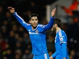 Ricardo Alvarez of Sunderland celebrates scoring his team's second goal during the FA Cup Fourth Round Replay match between Fulham and Sunderland at Craven Cottage on February 3, 2015