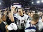 Tom Brady #12 of the New England Patriots celebrates after defeating the Seattle Seahawks 28-24 in Super Bowl XLIX at University of Phoenix Stadium on February 1, 2015