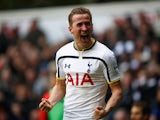 Harry Kane of Tottenham Hotspur celebrates scoring his goal during the Barclays Premier League match between Tottenham Hotspur and Arsenal at White Hart Lane on February 7, 2015