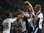Brown Ideye of West Brom celebrates scoring the opening goal with team mates during the Barclays Premier League match against Swansea City on February 11, 2015