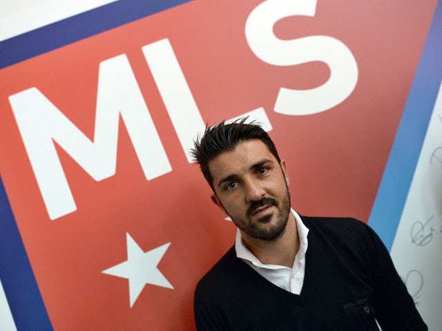 New York City Football Club (NYCFC) player David Villa poses during an event to unveil Major League Soccer (MLS) new logo, in New York on September 18, 2014