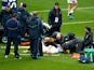 Mike Brown of England lies injured on the pitch during the RBS Six Nations match between England and Italy at Twickenham Stadium on February 14, 2015
