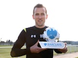 Harry Kane collects the Premier League player of the month award for January 2015