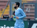 Antonio Candreva of SS Lazio celebrates after scoring his team's opening goal from the penalty spot during the Serie A match between Udinese Calcio and SS Lazio at Stadio Friuli on February 15, 2015