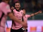 Luca Rigoni of Palermo celebrates after scoring his team's third goal during the Serie A match between US Citta di Palermo and SSC Napoli at Stadio Renzo Barbera on February 14, 2015
