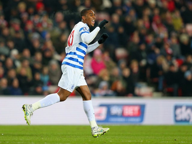 Leroy Fer of QPR celebrates scoring the opening goal during the Barclays Premier League match between Sunderland and Queens Park Rangers at Stadium of Light on February 10, 2015