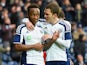 Saido Berahino (18) and Craig Gardner of West Bromwich Albion celebrate during the FA Cup Fifth Round match between West Bromwich Albion and West Ham United at The Hawthorns on February 14, 2015