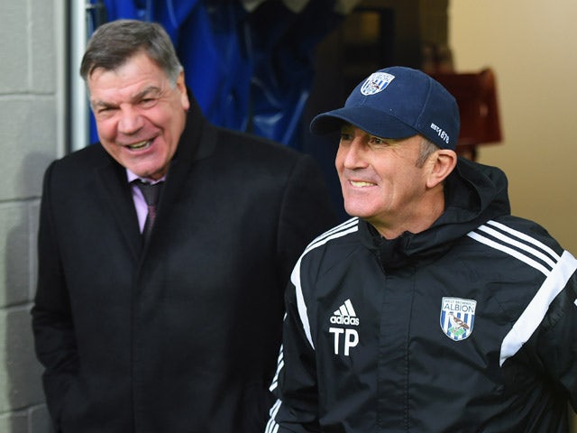 Sam Allardyce manager West Ham United and Tony Pulis manager of West Bromwich Albion in discussion prior to the FA Cup Fifth Round match between West Bromwich Albion and West Ham United at The Hawthorns on February 14, 2015