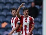 Diego De Girolamo of Sheffield United celebrates scoring the equilizer during the FA Cup Fourth Round match between Preston North End and Sheffield United at Deepdale on January 24, 2015 