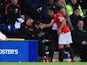 Manager Louis van Gaal of Manchester United shakes hands with Radamel Falcao of Manchester United as he is replaced during the FA Cup Fifth round match between Preston North End and Manchester United at Deepdale on February 16, 2015