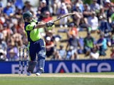 Ireland's batsman Paul Stirling plays a shot during the Pool B 2015 Cricket World Cup match between Ireland and the West Indies at Saxton Park Oval in Nelson on February 16, 2015