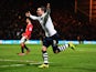 Scott Laird of Preston North End celebrates scoring the opening goal during the FA Cup Fifth round match between Preston North End and Manchester United at Deepdale on February 16, 2015 