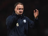 Manager Simon Grayson of Preston North End applauds the fans after the FA Cup Fifth round match between Preston North End and Manchester United at Deepdale on February 16, 2015