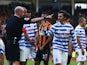Joey Barton of QPR reacts as he is sent off by referee Anthony Taylor during the Barclays Premier League match between Hull City and Queens Park Rangers at KC Stadium on February 21, 2015