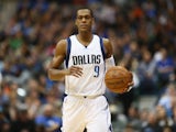 Rajon Rondo #9 of the Dallas Mavericks during play against the Detroit Pistons at American Airlines Center on January 7, 2015