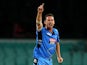 Shaun Tait of the Strikers celebrates after taking a wicket of Mosises Henriques of the Sixers during the Big Bash League match between the Sydney Sixers and the Adelaide Strikers at Sydney Cricket Ground on January 14, 2015