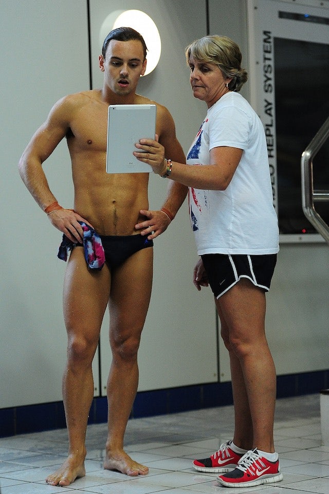 Tom Daley and coach Jane Figueiredo at the British Gas Diving Championships on February 20, 2015 (640 WIDE)