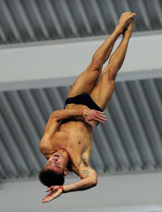 Tom Daley practices his new dive at the British Gas Diving Championships on February 20, 2015 (640WIDE)