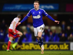 Freddie Sears of Ipswich Town celebrates as he scores their second goal during the Sky Bet Championship match between Ipswich Town and Birmingham City at Portman Road on February 24, 2015 