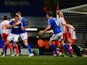 Tyrone Mings of Ipswich Town (3) celebrates with Tommy Smith (5) as he scores their first goal during the Sky Bet Championship match between Ipswich Town and Birmingham City at Portman Road on February 24, 2015