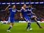 John Terry of Chelsea (C) celebrates scoring the opening goal with Diego Costa and Gary Cahill of Chelsea during the Capital One Cup Final match against Tottenham on March 1, 2015