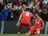 Liverpool's Brazilian midfielder Philippe Coutinho celebrates scoring their second goal in front of the Liverpool fans during the English Premier League football match between Liverpool and Manchester City at Anfield stadium in Liverpool, north west Engla
