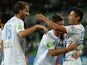 Joshua Kennedy and Robert Koren of Melbourne City FC celebrate during the round 19 A-League match between Melbourne City FC and Adelaide United at AAMI Park on February 27, 2015