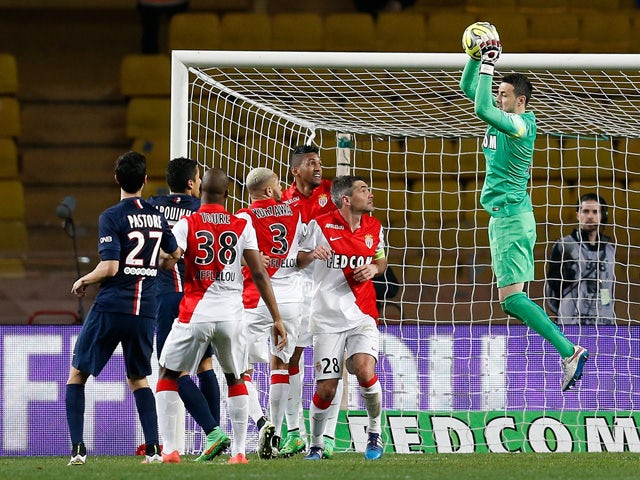 Monaco's Croatian goalkeeper Danijel Subasic catches the ball during the French L1 football match Monaco (ASM) vs Paris Saint-Germain (PSG), on March 1, 2015