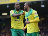 Lewis Grabban of Norwich City celebrates his goal during the Sky Bet Championship match between Norwich City and Ipswich Town at Carrow Road on March 1, 2015